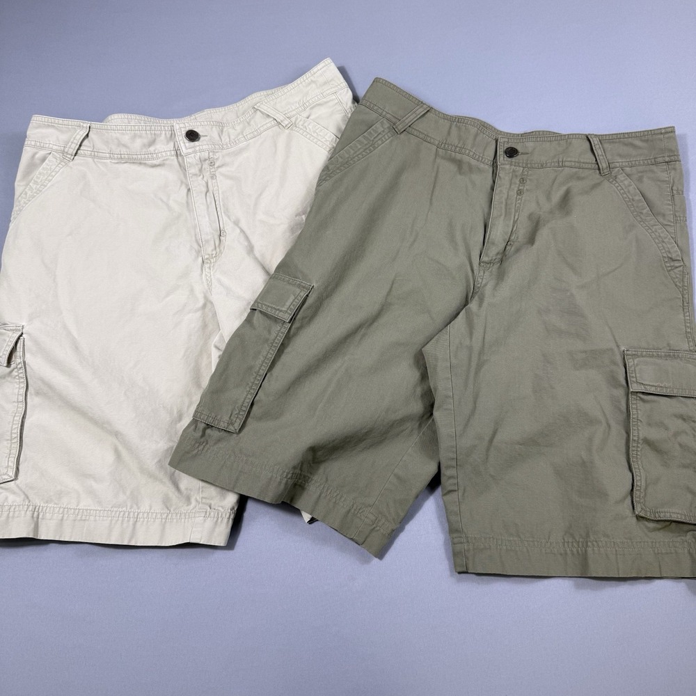 Lot Of 2 Patagonia Shorts Mens 34 Khaki Tan Hiking Organic Cotton All-Wear Cargo